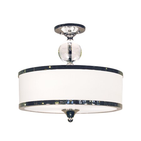 Z-LITE Cosmopolitan 3 Light Semi Flush Mount, Chrome & Matte Opal 307SF-CH